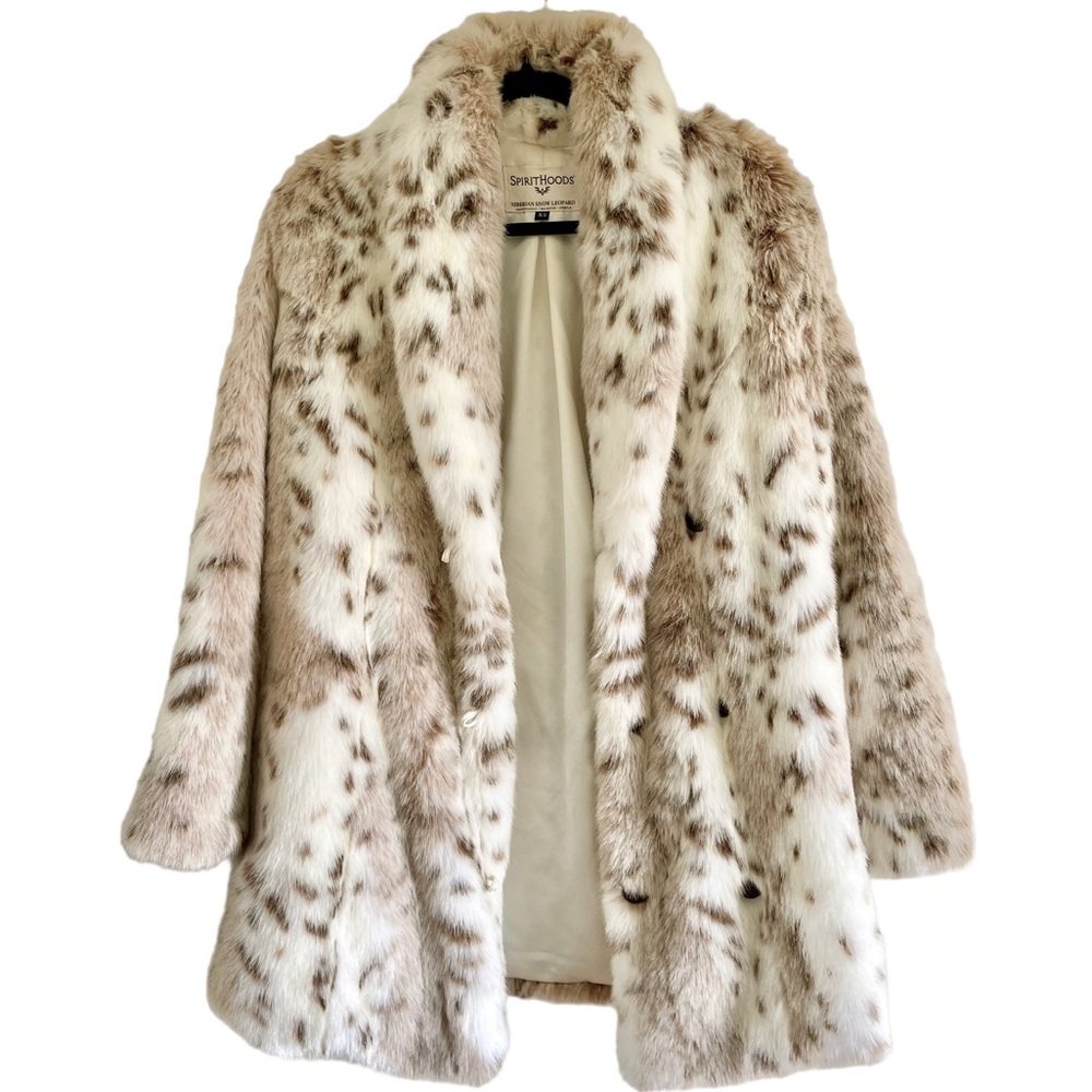 Spirithoods SIBERIAN SNOW LEOPARD COLLARED FAUX FUR COAT WOMEN'S size XS